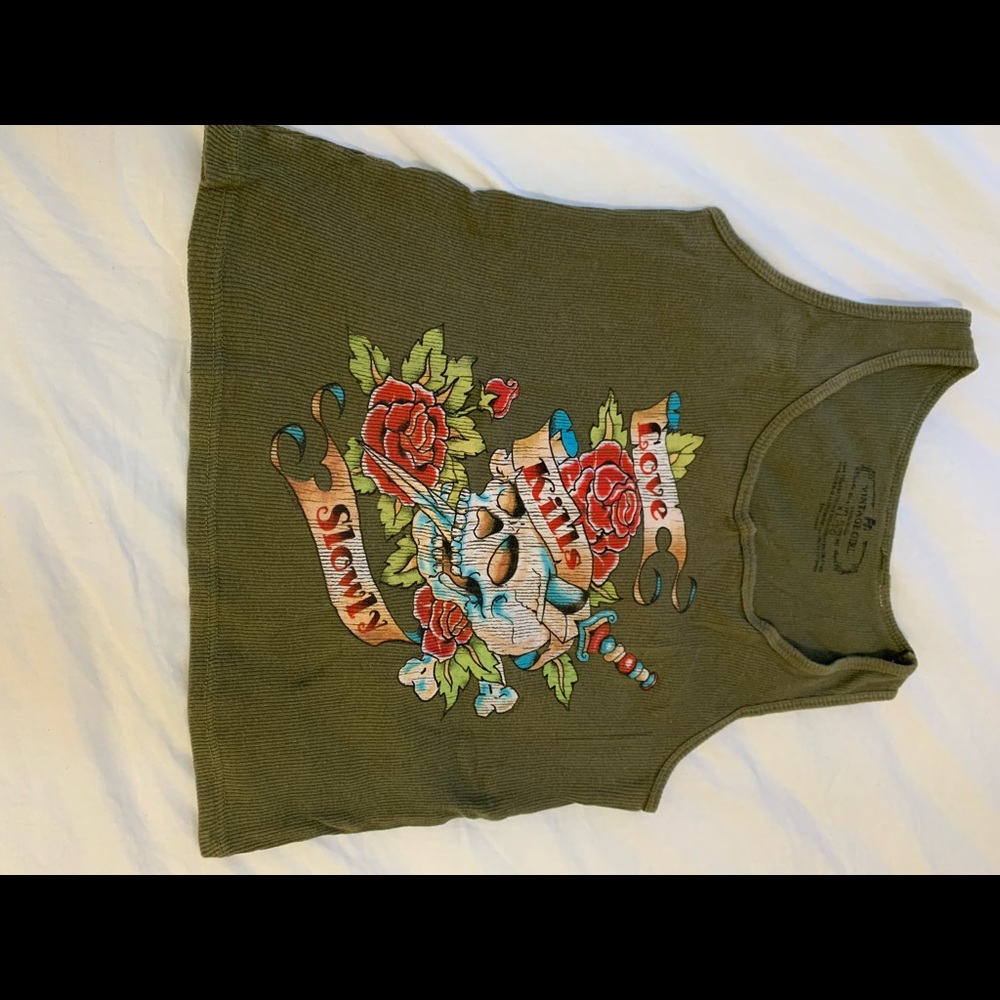 Vintage Green Rock N Roll Tank